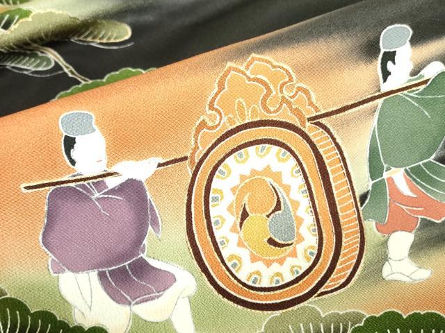 平和屋着物■豪華黒留袖　駒刺繍　御所車花松文　暈し染め　金彩　正絹　逸品　DABD0098op