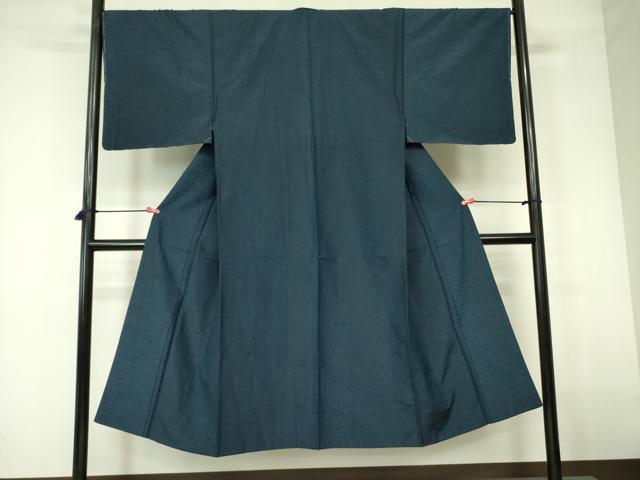 平和屋着物■男性　紬　濃藍色　正絹　逸品　DABD0100op