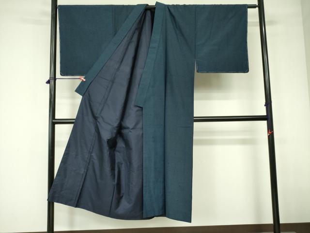平和屋着物■男性　紬　濃藍色　正絹　逸品　DABD0100op