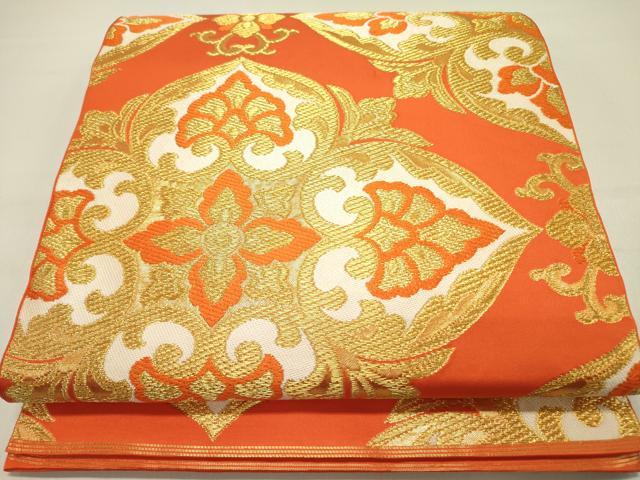 平和屋着物●西陣　川島織物　六通柄　本袋帯　唐織　宝相華　金糸　正絹　逸品　DABD0120op
