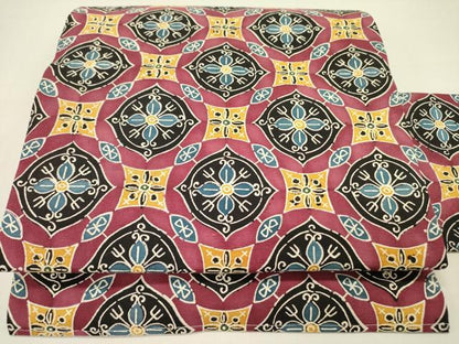 平和屋着物●九寸名古屋帯　型染　幾何学花文　正絹　逸品　DABD0132op