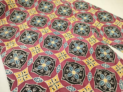 平和屋着物●九寸名古屋帯　型染　幾何学花文　正絹　逸品　DABD0132op