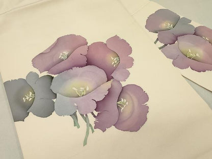 平和屋着物●塩瀬　九寸名古屋帯　作家物　草花　ろうけつ染め　正絹　逸品　DABD0133op