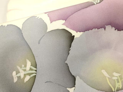 平和屋着物●塩瀬　九寸名古屋帯　作家物　草花　ろうけつ染め　正絹　逸品　DABD0133op