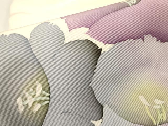 平和屋着物●塩瀬　九寸名古屋帯　作家物　草花　ろうけつ染め　正絹　逸品　DABD0133op