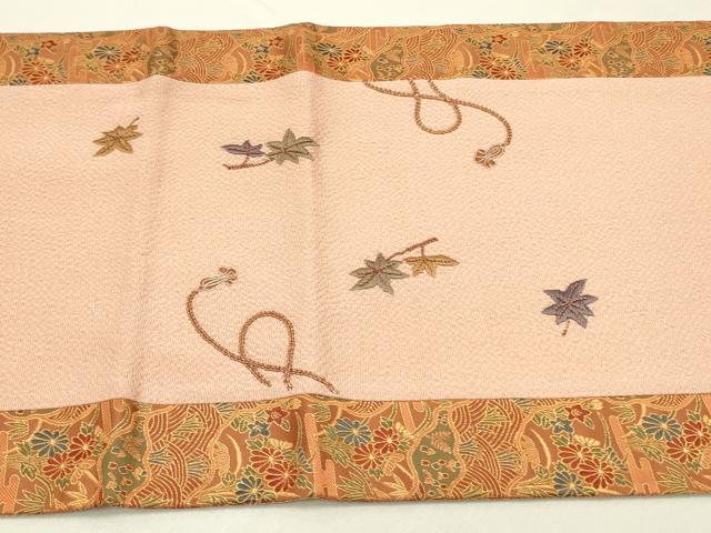 平和屋着物●両面　太鼓柄袋帯　駒刺繍　器物文様　金糸　鬼しぼ縮緬　正絹　逸品　未使用　DABD0135op