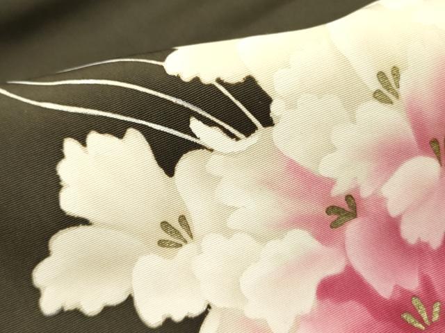 平和屋着物●塩瀬　九寸名古屋帯　草花　金彩　正絹　逸品　DABD0139op