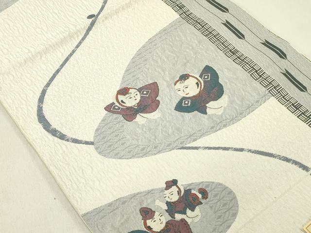平和屋着物●本場筑前博多織 八寸名古屋帯 帯反物 唐子 髙橋絹織謹製 証紙付き 正絹 逸品 未使用 DABD0157op