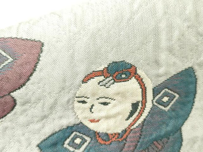 平和屋着物●本場筑前博多織 八寸名古屋帯 帯反物 唐子 髙橋絹織謹製 証紙付き 正絹 逸品 未使用 DABD0157op