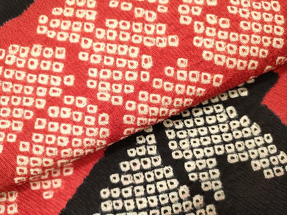 平和屋着物●九寸名古屋帯　絞り　草花　黒地　正絹　逸品　DABD0164op
