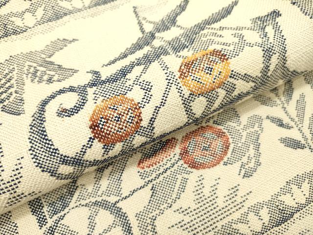 平和屋着物●八寸名古屋帯　紬地　狩猟文　正絹　逸品　DABD0165op