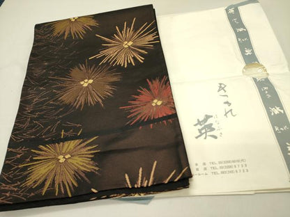 平和屋着物●西陣　川島織物　洗える最高級着物　＜英＞はなぶさ謹製　六通柄京袋帯　松葉文　金糸　たとう紙付き　DABD0166op