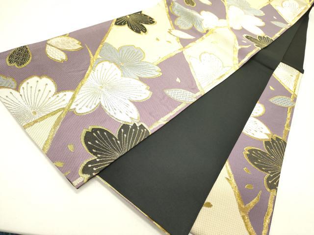 平和屋着物●六通柄袋帯　唐織　舞桜　金糸　正絹　逸品　未使用　DABD0178op