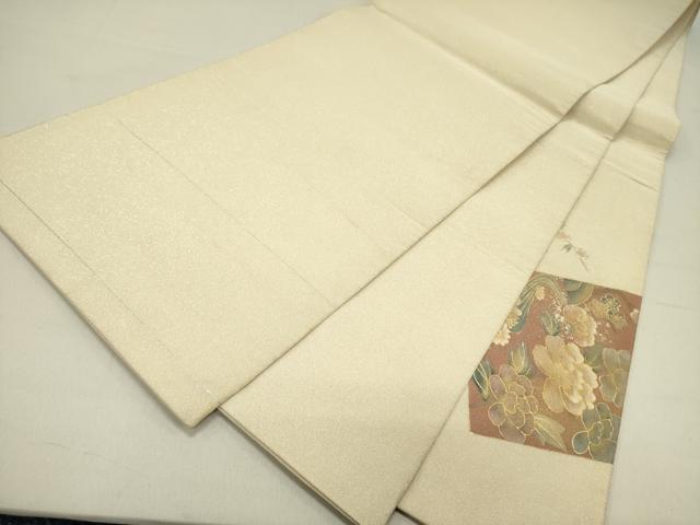 平和屋着物●太鼓柄袋帯　綴れ　花鳥文　金彩　正絹　逸品　DABD0179op