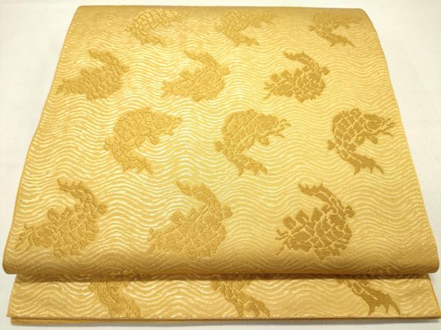平和屋着物●六通柄袋帯　唐織　荒磯　正絹　逸品　DABD0183op