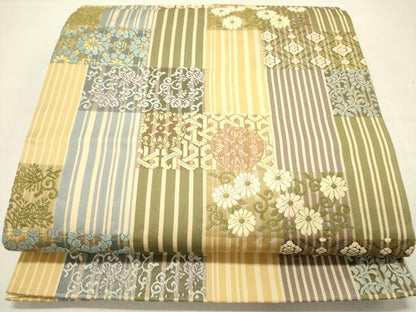 平和屋着物●六通柄袋帯　唐織　花唐草文　金糸　正絹　逸品　DABD0191op