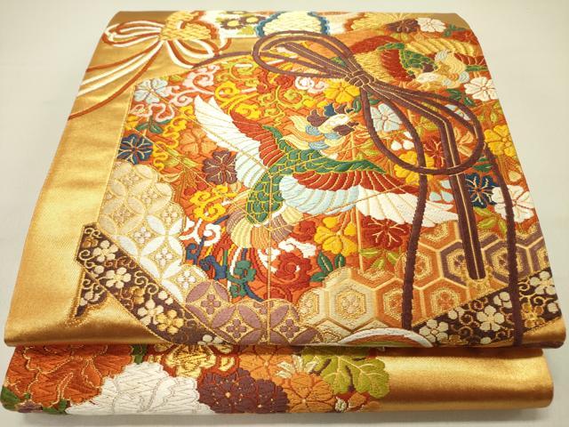 平和屋着物●西陣　河合美術織物謹製　六通柄袋帯　唐織　鳳凰花文箱文　本金箔　上代98万　証紙付き　正絹　逸品　DABD0207op