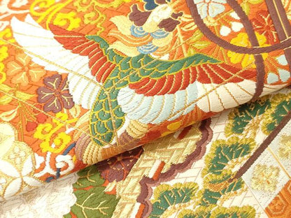平和屋着物●西陣　河合美術織物謹製　六通柄袋帯　唐織　鳳凰花文箱文　本金箔　上代98万　証紙付き　正絹　逸品　DABD0207op