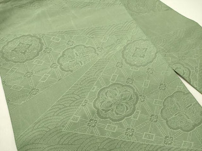 平和屋着物●爪掻き本綴れ　八寸名古屋帯　花菱文　柳染色　正絹　逸品　DABD0208op