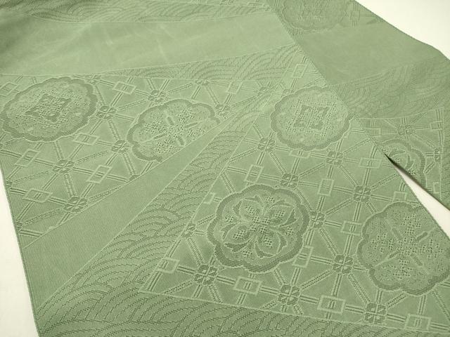 平和屋着物●爪掻き本綴れ　八寸名古屋帯　花菱文　柳染色　正絹　逸品　DABD0208op