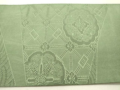 平和屋着物●爪掻き本綴れ　八寸名古屋帯　花菱文　柳染色　正絹　逸品　DABD0208op