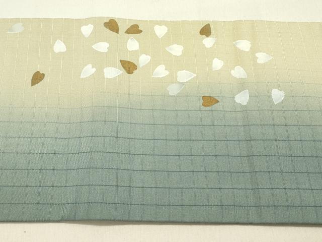 平和屋着物●九寸名古屋帯　紬地　型染　草花　正絹　逸品　DABD0217op