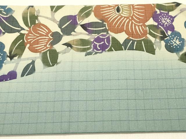 平和屋着物●九寸名古屋帯　紬地　型染　草花　正絹　逸品　DABD0217op