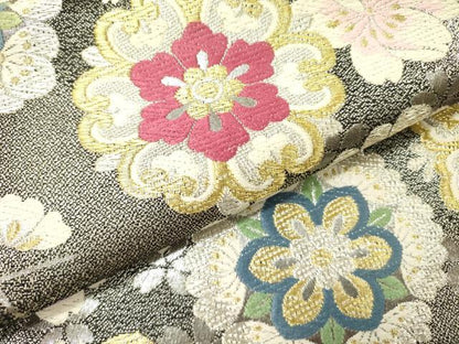 平和屋着物●六通柄袋帯　唐織　正倉院花文　舞桜　金銀糸　正絹　逸品　DABD0226op