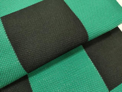 平和屋着物●半幅帯　市松　緑×黒　正絹　逸品　未使用　DABD0228op