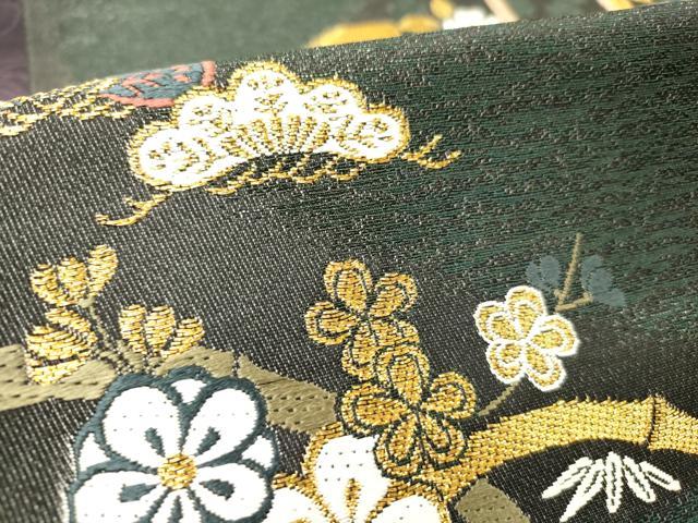 平和屋着物●染色作家　草野一騎　六通柄袋帯　唐織　草花　金糸　正絹　逸品　DABD0231op