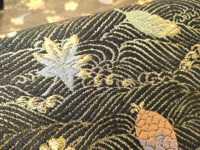 平和屋着物●ファッションデザイナー 花井幸子　両面　六通柄袋帯　唐織　立波花文　金糸　正絹　逸品　DABD0239op