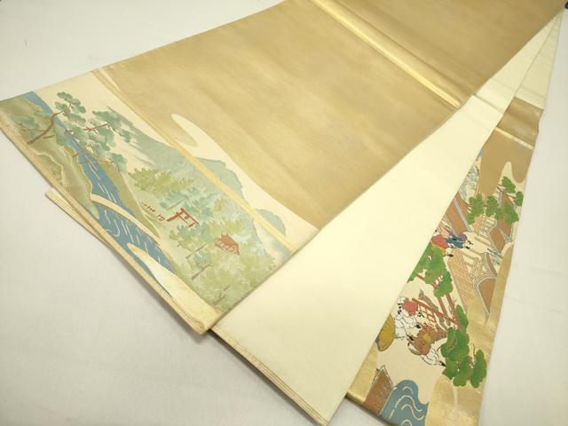 平和屋着物●西陣　川島織物　太鼓柄　本袋帯　大名行列　金糸　正絹　逸品　DABD0243op