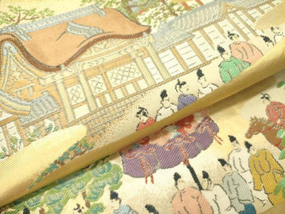 平和屋着物●西陣　川島織物　太鼓柄　本袋帯　大名行列　金糸　正絹　逸品　DABD0243op