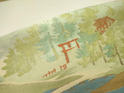 平和屋着物●西陣　川島織物　太鼓柄　本袋帯　大名行列　金糸　正絹　逸品　DABD0243op