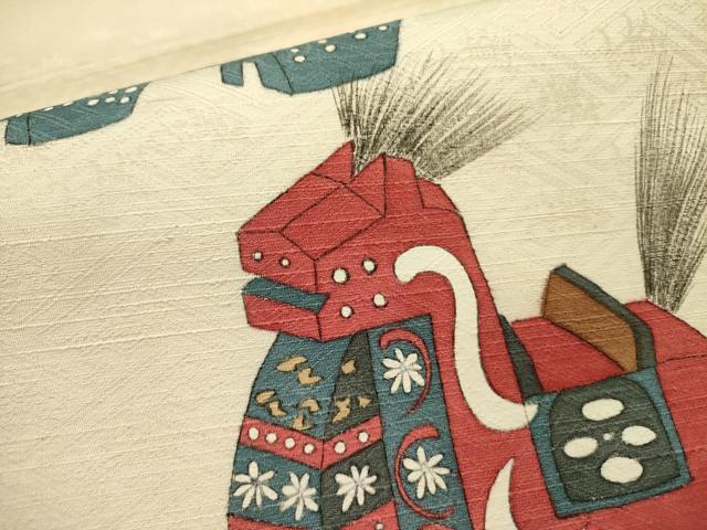 平和屋着物●九寸名古屋帯　紬地　玩具文　正絹　逸品　DABD0250op