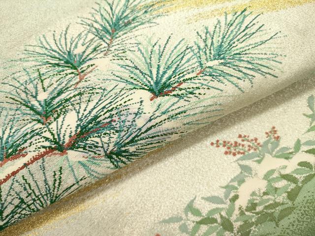 平和屋着物●太鼓柄袋帯　綴れ　京の四季　大沢紬　金銀糸　正絹　逸品　DABD0254op