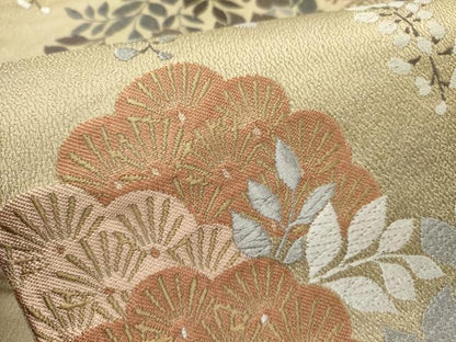 平和屋着物●青々庵　六通柄袋帯　唐織　藤花房　松　金糸　正絹　逸品　DABD0255op
