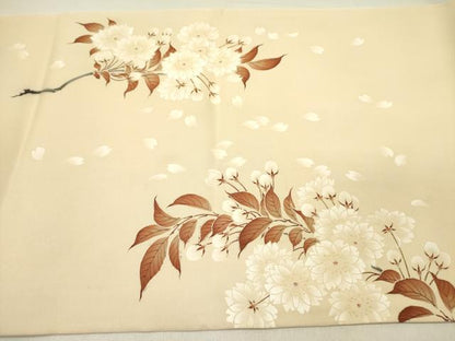 平和屋着物●塩瀬　九寸開き名古屋帯　作家物　枝花　金彩　正絹　逸品　DABD0257op