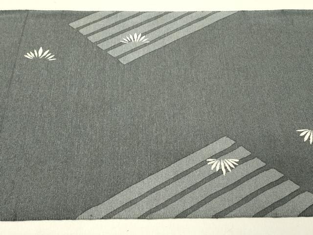 平和屋着物●ろう彩工芸　奥村一心　九寸名古屋帯　草葉文　正絹　逸品　DABD0261op