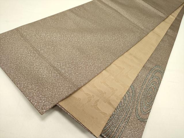 平和屋着物●染色作家　斉藤三才　両面　太鼓柄袋帯　三才鳥　流水文　銀通し地　正絹　逸品　未使用　DABD0264op