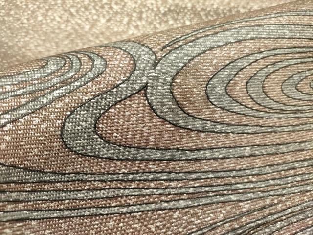 平和屋着物●染色作家　斉藤三才　両面　太鼓柄袋帯　三才鳥　流水文　銀通し地　正絹　逸品　未使用　DABD0264op