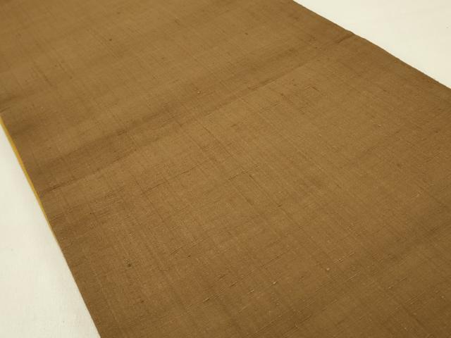 平和屋着物●両面　全通柄袋帯　本場結城玉紬　結識苑　芥子色×枯茶色　証紙付き　正絹　逸品　DABD0269op