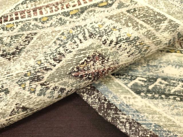 平和屋着物●結城紬　奥順　はたおり娘　九寸名古屋帯　風景文　証紙付き　正絹　逸品　DABD0284op