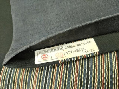 平和屋着物●両面　全通柄袋帯　紬地　杢目絞り　縞　正絹　逸品　DABD0288op