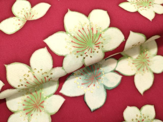 平和屋着物●塩瀬　九寸名古屋帯　舞花　金彩　正絹　逸品　DABD0294op