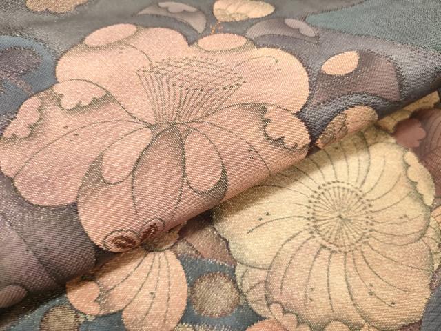 平和屋着物●太鼓柄袋帯　辻が花　金糸　引箔　正絹　逸品　DABD0299op