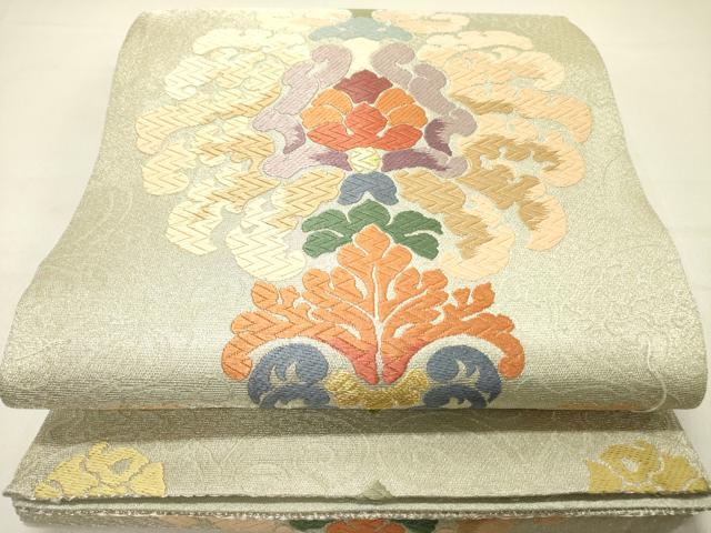 平和屋着物●六通柄袋帯　唐織　洋花文　金銀糸　正絹　逸品　DABD0300op
