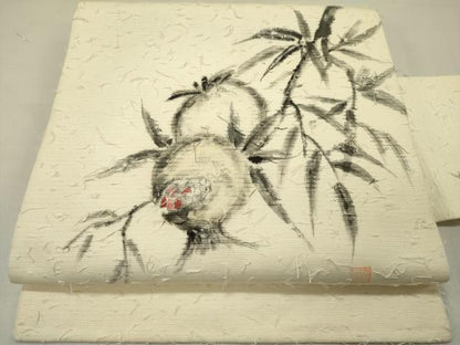 平和屋着物●九寸名古屋帯　作家物　手描き　髭紬　成り物　さが美扱い　正絹　逸品　DABD0305op