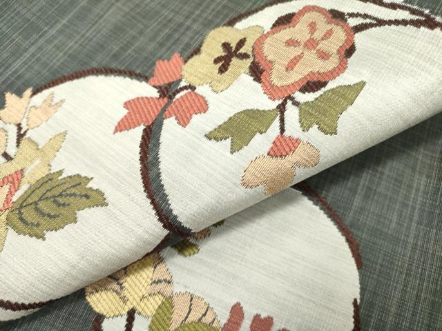 平和屋着物●九寸名古屋帯　紬地　花丸文　正絹　逸品　DABD0306op