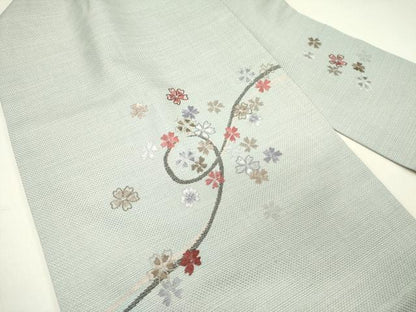 平和屋着物●九寸名古屋帯　総刺繍　舞桜　正絹　逸品　DABD0307op